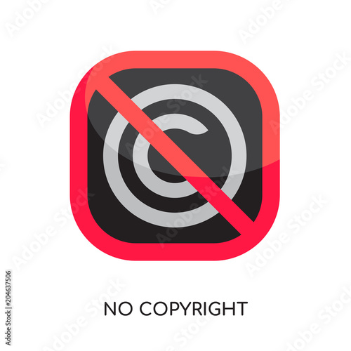 no copyright logo isolated on white background , colorful vector icon, brand sign & symbol for your business