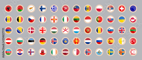 Flags of the countries of Europe. Set of icons. 