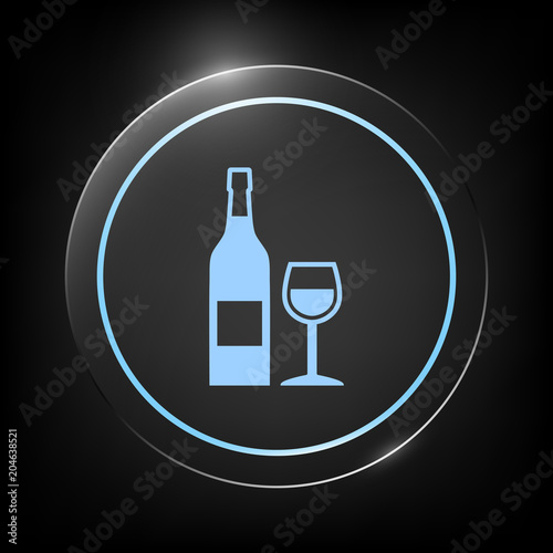 Bottle of wine and wineglass icon