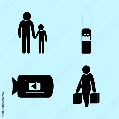 icons about Human with movie, pictogram, video camera, father and son and together