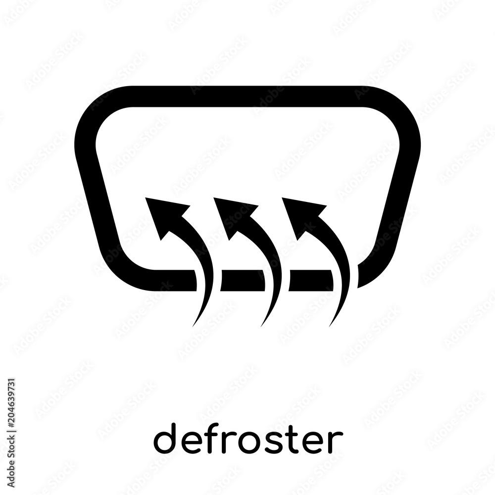 defroster symbol isolated on white background , black vector sign and