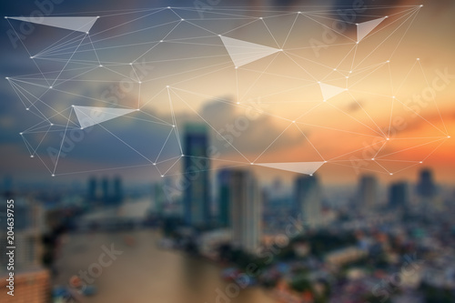 Technology and digital communications development. IOT - internet of things concept.