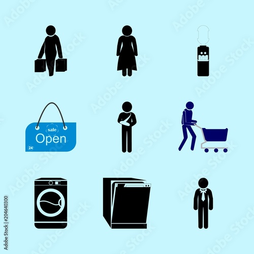 icons about Human with girl, beatiful, bone, housework and action