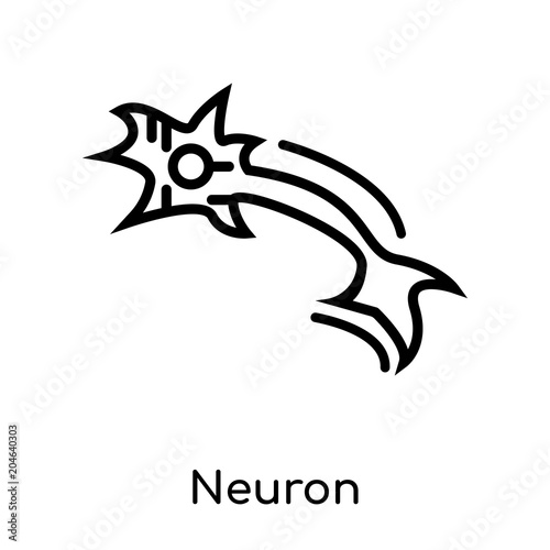 Neuron icon isolated on white background , black outline sign, linear modern symbol