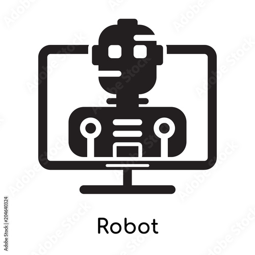 Robot icon isolated on white background   black filled vector sign and symbols