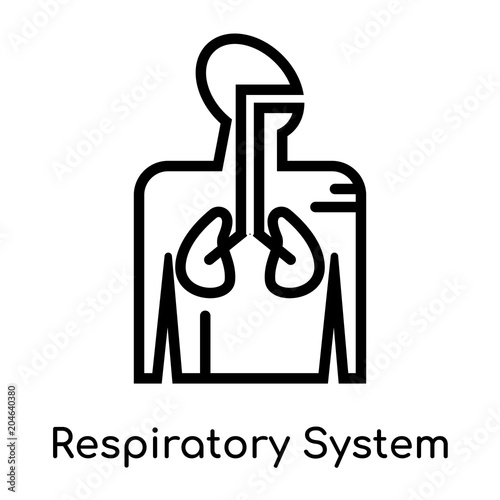 Respiratory System icon isolated on white background , black outline sign, linear modern symbol