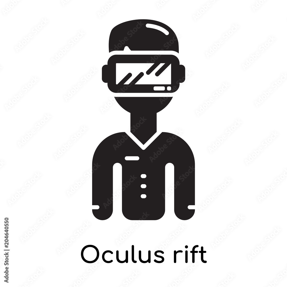 Oculus rift icon isolated on white background , black filled vector sign and symbols