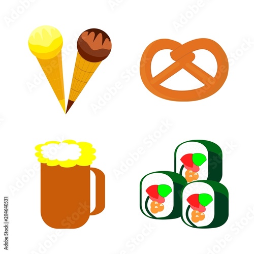 icons about Food with dessert, brown, ice cream, lunch and sushi rools