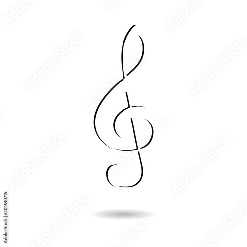 Treble Clef icon, Musical key, simple vector icon