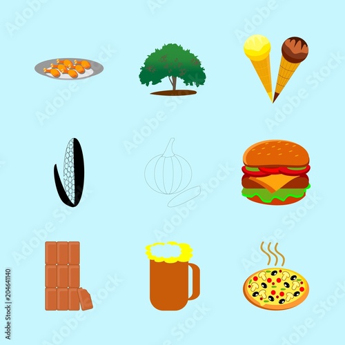icons about Food with salami, vegetable, fastfood, bitter and farm