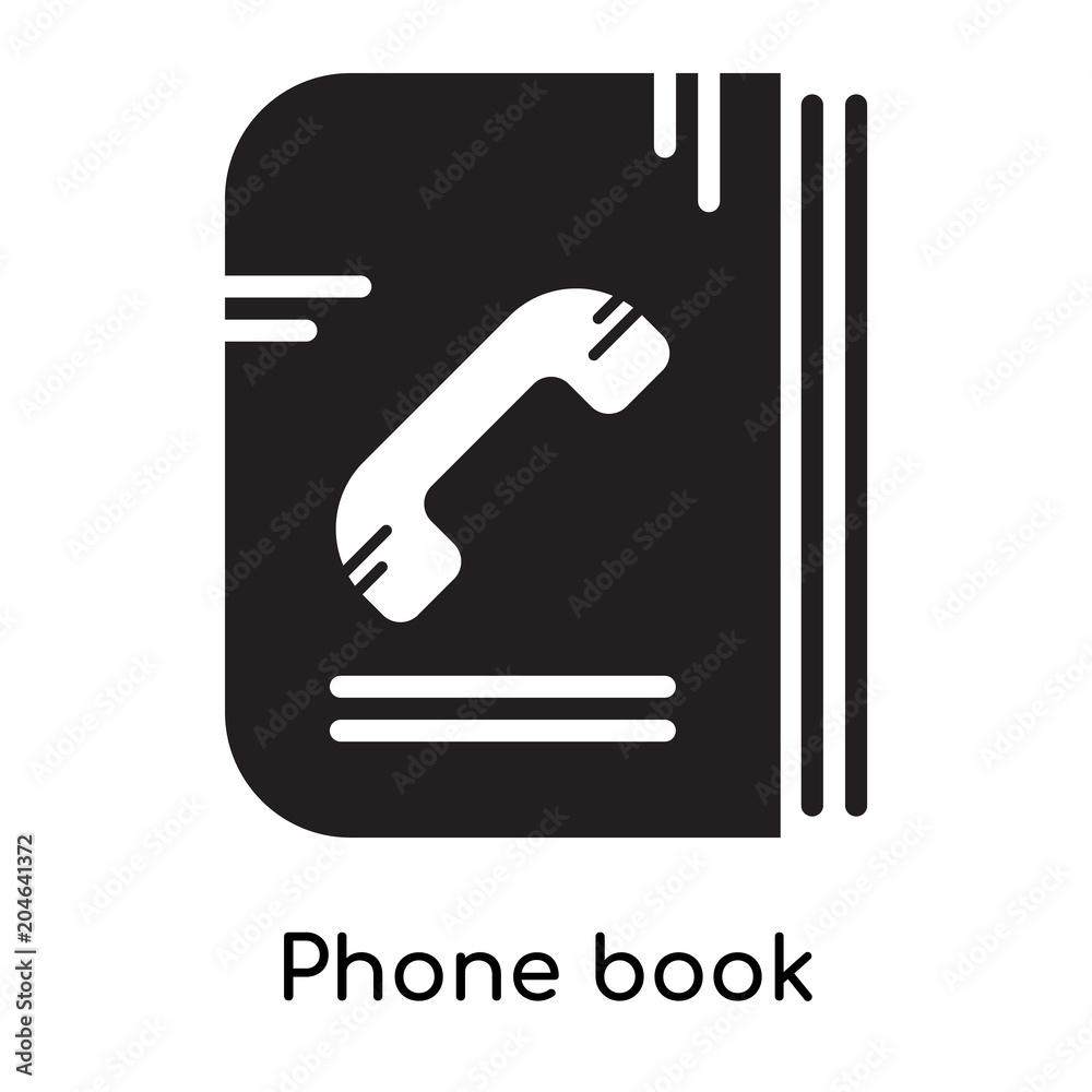 Phone book icon isolated on white background , black filled vector sign and symbols Phone book icon isolated on white background , black filled vector sign and symbols