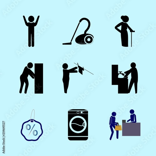 icons about Human with healthcare, reception, lady, muslim and kitchen