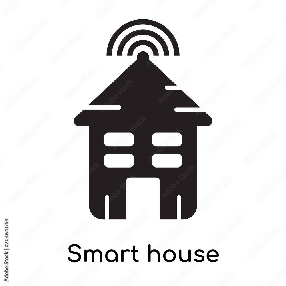 Smart house icon isolated on white background , black filled vector sign and symbols Smart house icon isolated on white background , black filled vector sign and symbols