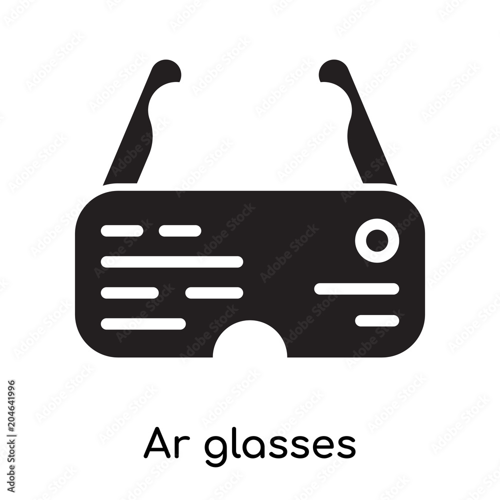 Obraz premium Ar glasses icon isolated on white background , black filled vector sign and symbols