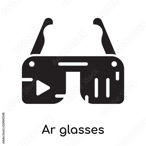 Ar glasses icon isolated on white background , black filled vector sign and symbols