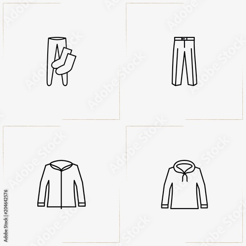 Clothes line icon set with pullover  socks and trousers