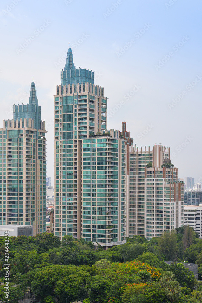 High rise building in city centere around Pleonchit, Bangkok, Thailand
