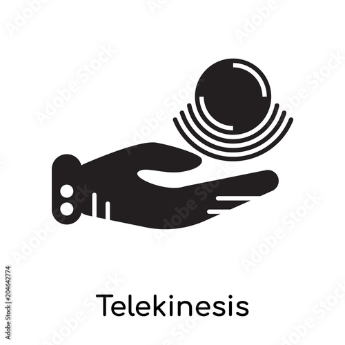 Telekinesis icon isolated on white background , black filled vector sign and symbols