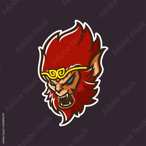 monkey king esport gaming mascot logo template