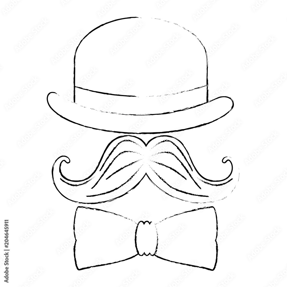 hat with mustache and bowtie vector illustration design hat with mustache and bowtie vector illustration design