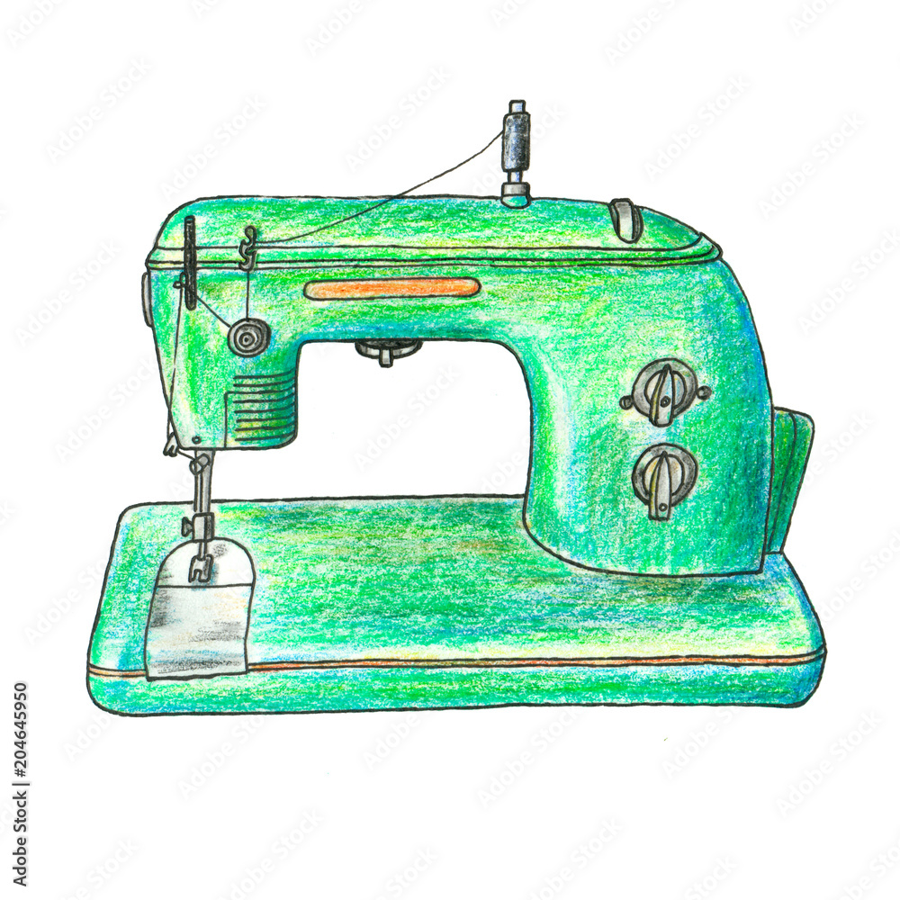The illustration of retro sewing machine.