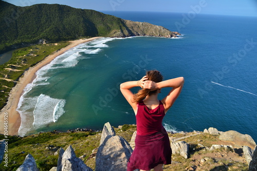 Enjoying a deserted beach in Florianopolis, Brazil photo