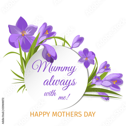 Crocus flowers spring floral beautiful violet flowering illustration vector nature purple april plant.