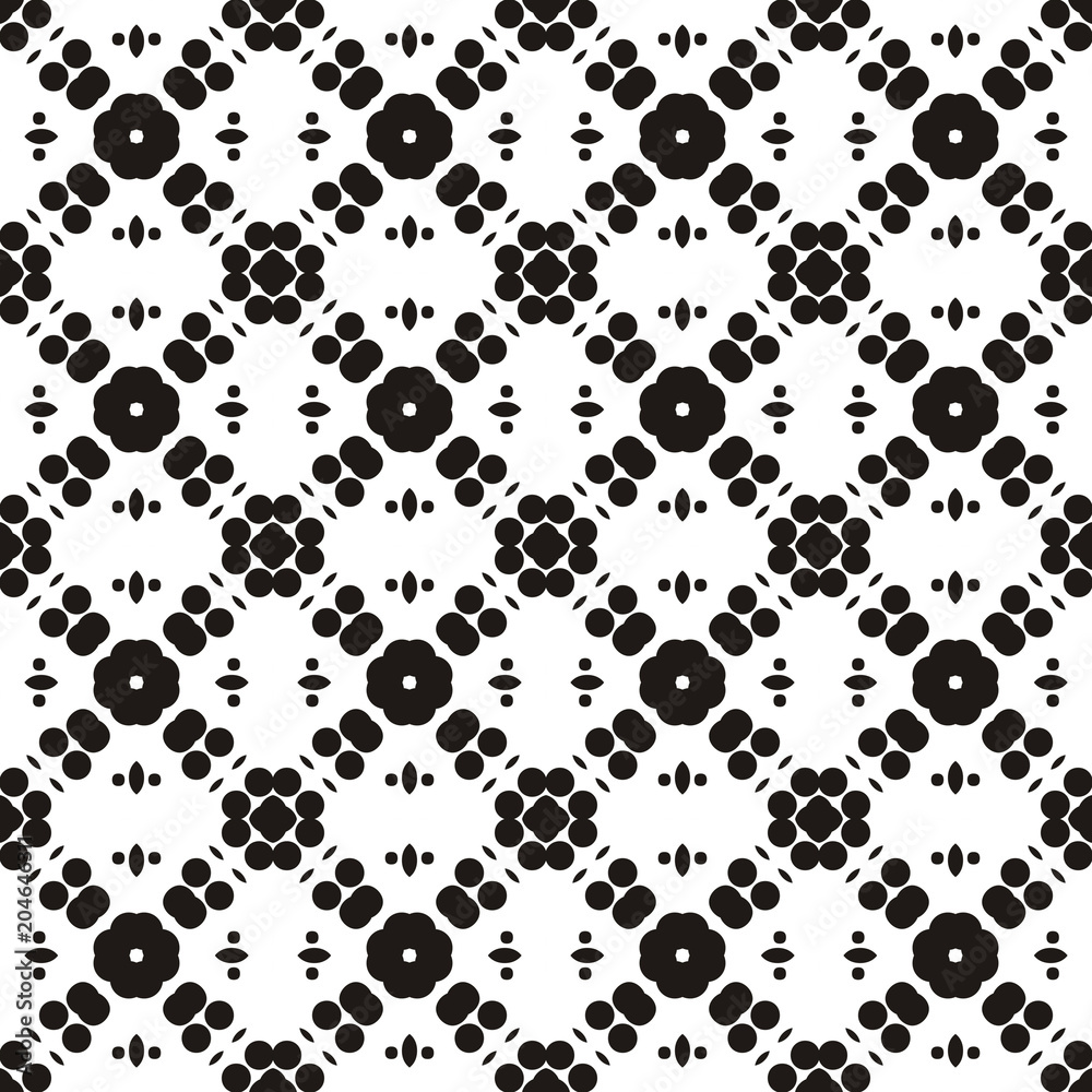 Black and white seamless pattern with polka dots, spots, points and circles. For printing on fabric, paper, textiles, scrapbooking