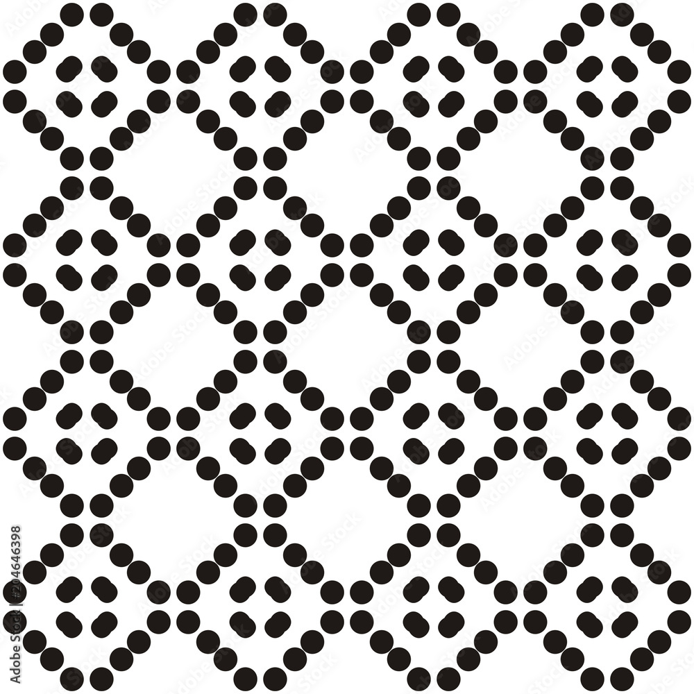 Fototapeta premium Black and white seamless pattern with polka dots, spots, points and circles. For printing on fabric, paper, textiles, scrapbooking