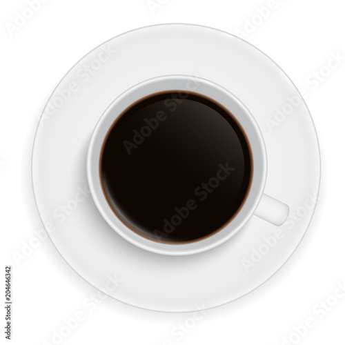 Realistic illustration of a white porcelain cup of coffee - vector