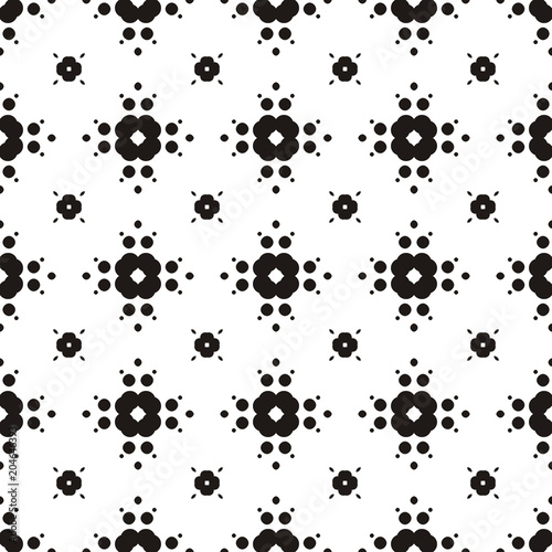 Black and white seamless pattern with polka dots, spots, points and circles. For printing on fabric, paper, textiles, scrapbooking