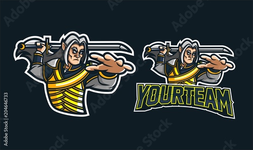 elves knight esport gaming mascot logo template