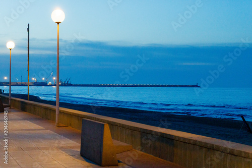 views of the harbor at night