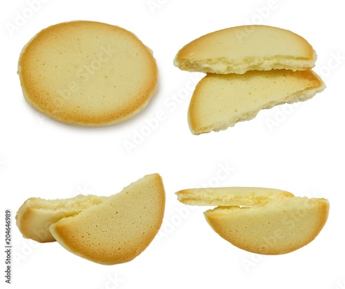 Set of Cheese Cream Crackers on White Background