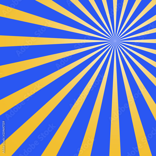 Yellow and blue blazing sunburst vector background