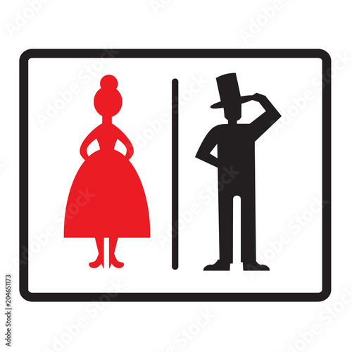 Male and female icons isolated on white background. Stylish toilet WC signs. Vector illustration.