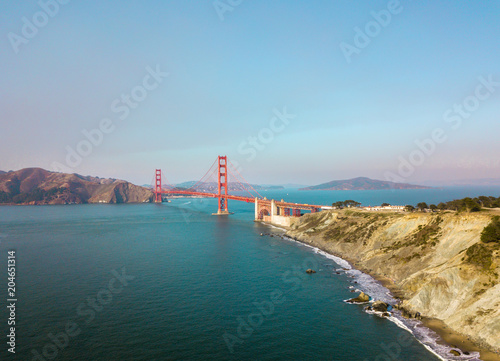 Aerial view of Golden Gate bridge