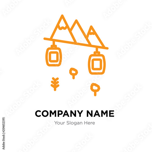 Cable car cabin company logo design template, colorful vector icon for your business, brand sign and symbol