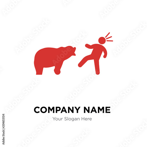 Bear attacking company logo design template, colorful vector icon for your business, brand sign and symbol