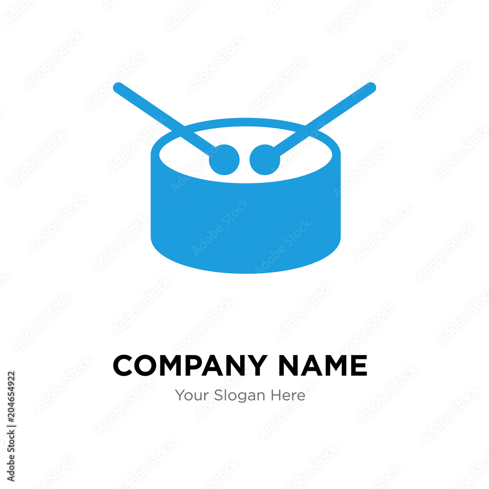 Drum company logo design template, colorful vector icon for your