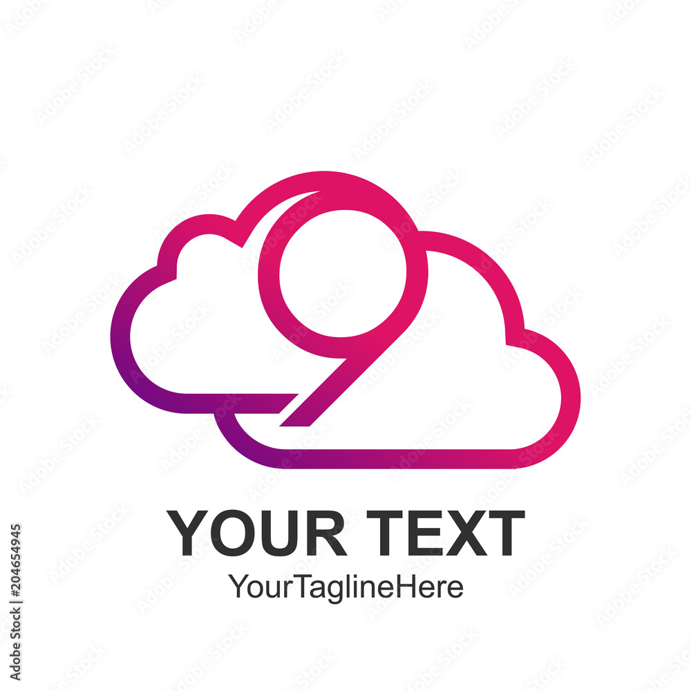Creative abstract number nine cloud vector logo design template element. Colorful concept icon Creative abstract number nine cloud vector logo design template element. Colorful concept icon