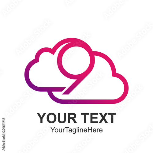 Creative abstract number nine cloud vector logo design template element. Colorful concept icon
