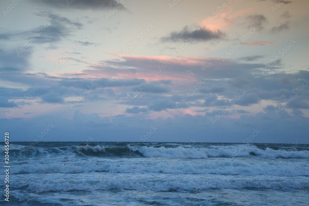 Deerfield Beach, Florida Overlooking the Atlantic Ocean at Dusk Deerfield Beach, Florida Overlooking the Atlantic Ocean at Dusk