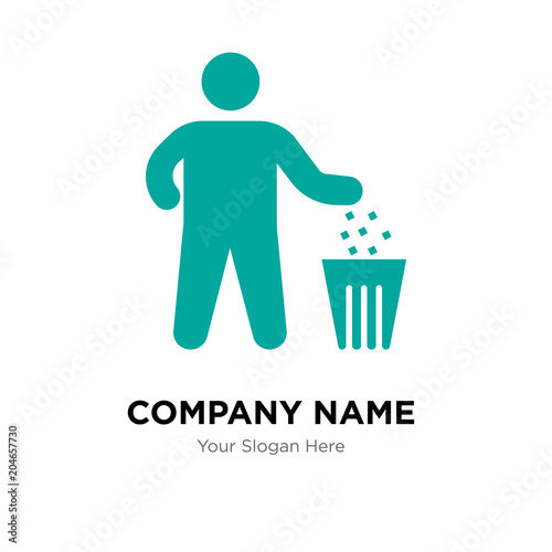 Man and trash container company logo design template, colorful vector icon for your business, brand sign and symbol