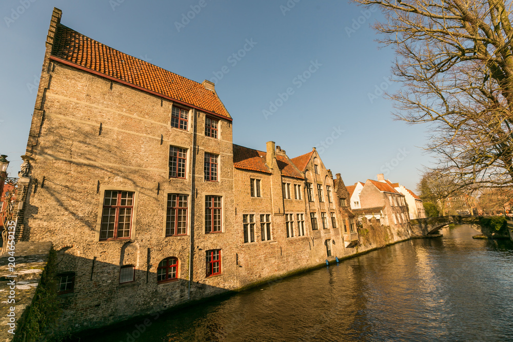 Fototapeta premium Traditional medieval architecture in the old town of Bruges (Brugge), Belgium