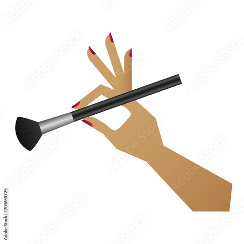 hand with makeup brush isolated icon vector illustration design