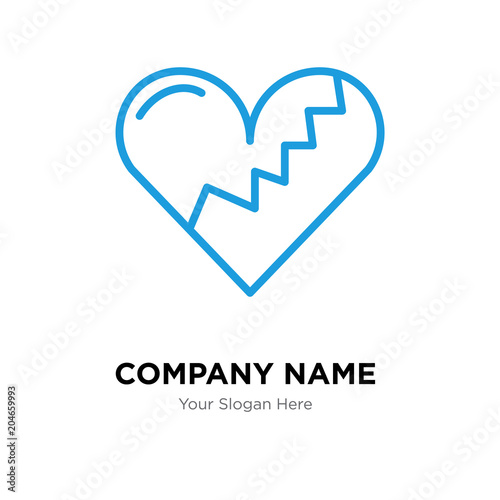 Broken heart company logo design template, colorful vector icon for your business, brand sign and symbol