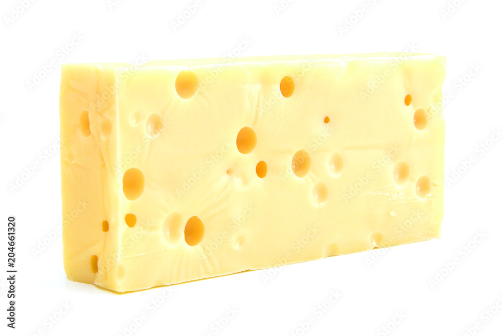 piece of cheese isolated on a white background