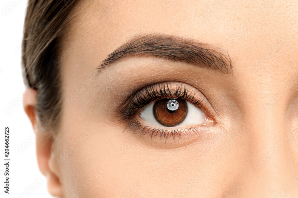 Obraz premium Young woman, closeup of eye. Visiting ophthalmologist