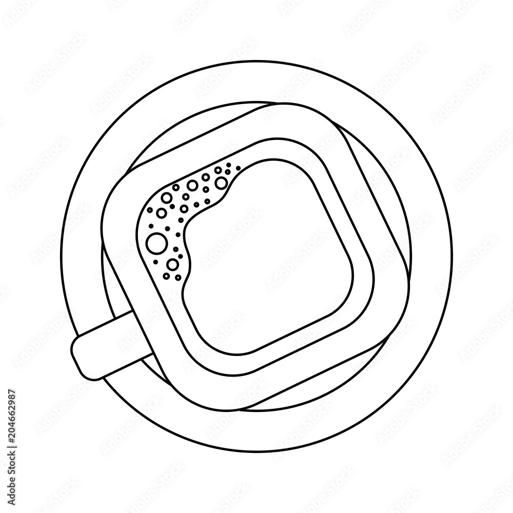top view coffee cup beverage aroma vector illustration thin line top view coffee cup beverage aroma vector illustration thin line